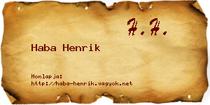 Haba Henrik névjegykártya